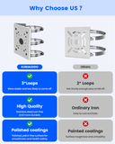 Soporte universal de montaje en poste vertical para cámaras de seguridad, adaptador de montaje en esquina de acero inoxidable con 6 presillas, soportes de montaje para cámaras de vigilancia CCTV.