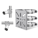 Soporte universal de montaje en poste vertical para cámaras de seguridad, adaptador de esquina de acero inoxidable con 4 presillas, soporte metálico para cámaras CCTV.