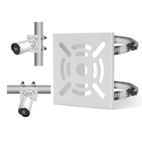 Soporte universal de montaje en poste vertical para cámaras de seguridad, adaptador de esquina de acero inoxidable con 4 presillas, soporte metálico para cámaras de vigilancia CCTV.
