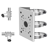 Soporte universal de montaje en poste vertical para cámaras de seguridad, adaptador de montaje en esquina de acero inoxidable con 6 presillas, soportes de montaje para cámaras de vigilancia CCTV.