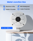 【KU-DS-1280ZJ-S】Caja de conexiones de aluminio para cámara de seguridad exterior, resistente al agua IP66, con base de soporte para cámaras de vigilancia tipo bala y domo HIK.