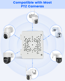 Caja de conexiones de seguridad ABS para cámaras PTZ, soporte de montaje exterior impermeable IP65 con ocultación de cables.