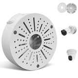 Caja de conexiones universal para cámaras, soporte metálico para cámaras tipo bala, domo y PTZ. Ocultación de cables impermeable para sistemas de seguridad en interiores y exteriores.