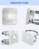 Soporte universal de montaje vertical para cámaras de seguridad, adaptador de montaje en esquina de acero inoxidable con 4 presillas, soportes para cámaras de vigilancia CCTV.