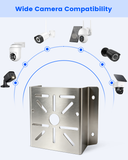 Heavy Duty Security Camera Corner Mount Bracket, Stainless Steel Universal Wall Mount for CCTV Bullet, Mini Dome & PTZ Cameras, Indoor Outdoor Use