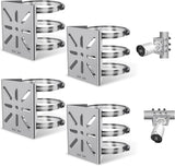 Metal Universal Vertical Pole Mounting Bracket for Security Cameras, Stainless Steel Corner Adapter with 4 Loops, Metal Holder for CCTV Cameras