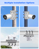 Soporte universal de montaje en poste vertical para cámaras de seguridad, adaptador de montaje en esquina de acero inoxidable con 6 presillas, soportes de montaje para cámaras de vigilancia CCTV.