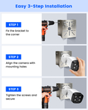 Heavy Duty Security Camera Corner Mount Bracket, Stainless Steel Universal Wall Mount for CCTV Bullet, Mini Dome & PTZ Cameras, Indoor Outdoor Use