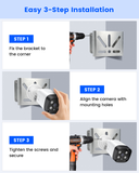 Security Camera Corner Mount Bracket, Heavy Duty Stainless Steel Corner Adapter for Bullet CCTV Cameras, Rust Resistant Outdoor Wall Mount