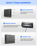 DVR Lock Box & NVR Enclosure, Heavy Duty Lockable Steel Cabinet for CCTV Surveillance Systems, Wall-Mount Design with Ventilation and Cable Management
