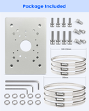 Soporte universal de montaje en poste vertical para cámaras de seguridad, adaptador de montaje en esquina de acero inoxidable con 6 presillas, soportes de montaje para cámaras de vigilancia CCTV.