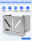 Security Camera Corner Mount Bracket, Heavy Duty Stainless Steel Corner Adapter for Bullet CCTV Cameras, Rust Resistant Outdoor Wall Mount