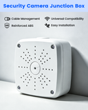 Universal Security Camera Junction Box, Cable Management, Wide Compatibility, Durable ABS, Space Saving, Wall Ceiling Mount, Easy Installation